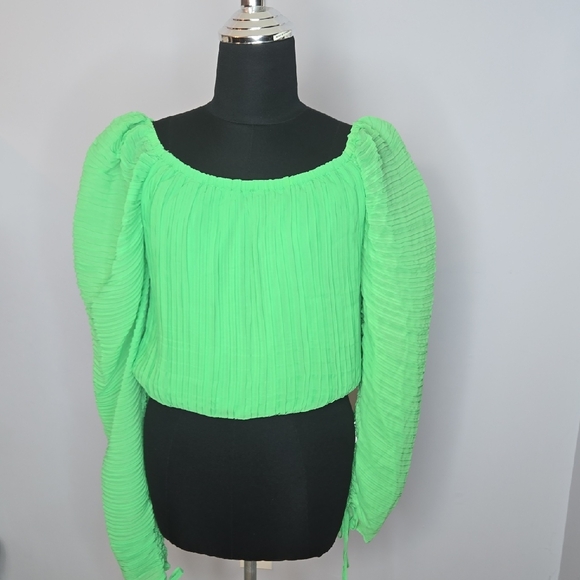 Ronny Kobo Collection Vibrant Green Blouse - Picture 1 of 8